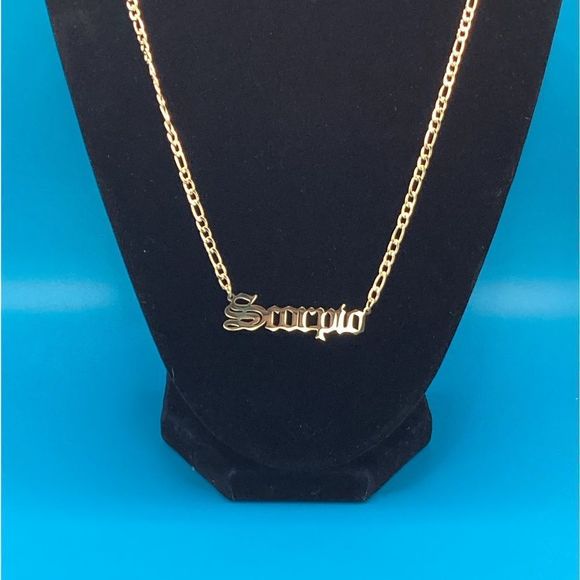 ⭐️Scorpio nameplate 14k Gold plated Figaro necklace ⭐️ - Picture 14 of 14